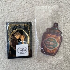 Rare LitJoy Jane Eyre Enamel Pin and Harry Potter Sherbet Lemon Air Freshener